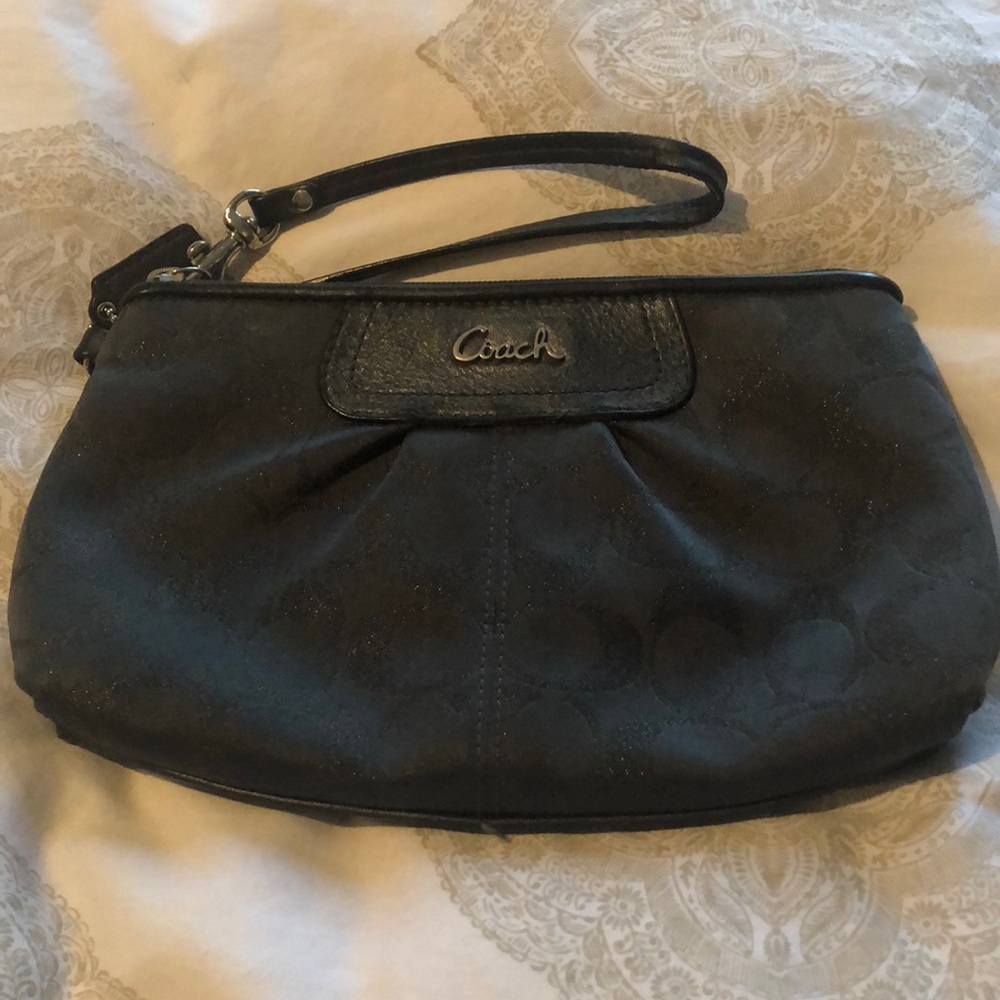Large Coach dark grey wristlet in great condition!